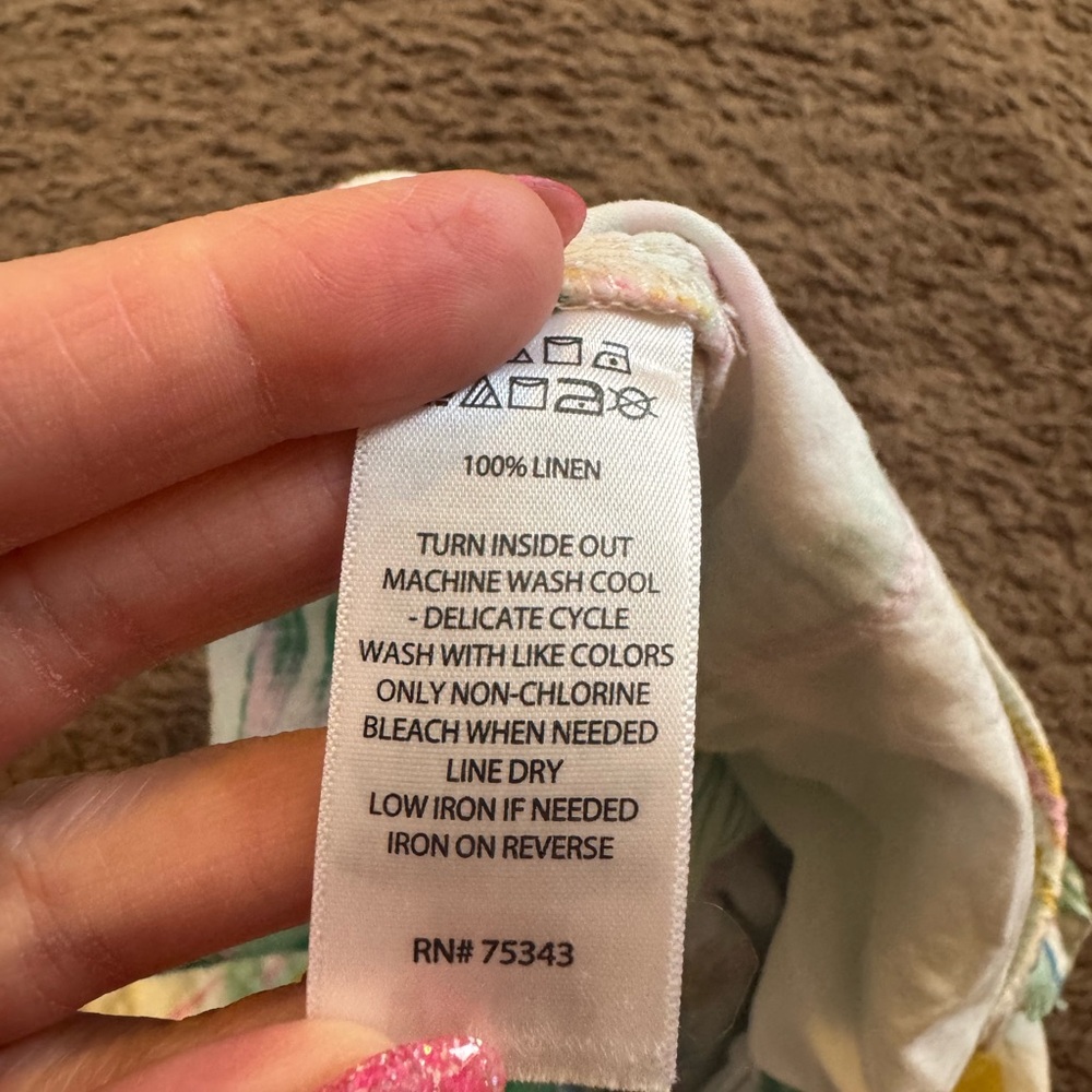 2 FOR $20 C & C California 100% Linen Shorts Tropical Pull On High Rise Size L - Picture 6 of 7
